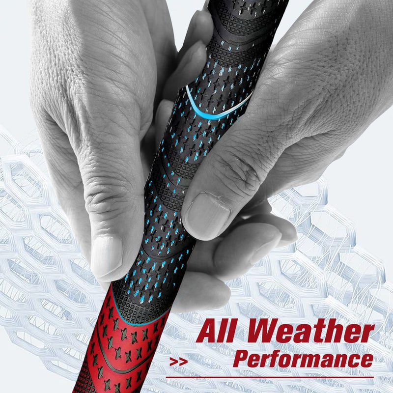 Geoleap Golf Grips Set of 13- Cord Rubber Compound Material, Hybrid Golf Club Grips, All Weather Performance.(Red, Standard) - Image 3